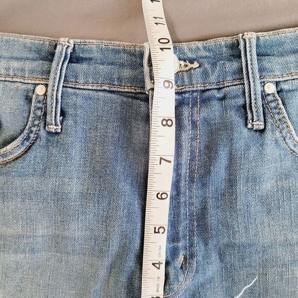 Mother Rascal Slit Flip Jean Shorts Womens 28 Blue High Rise One Smart Cookie - Picture 3 of 10